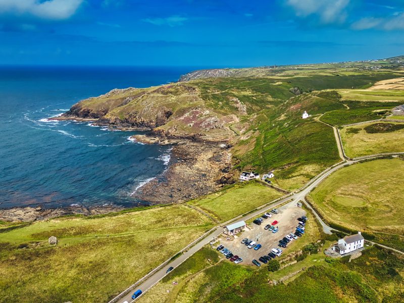Aerial,View,Of,A,Coastal,Landscape,Featuring,Rocky,Cliffs,,A