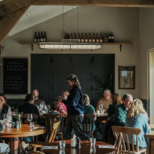 Families eating dinner at Halwyn